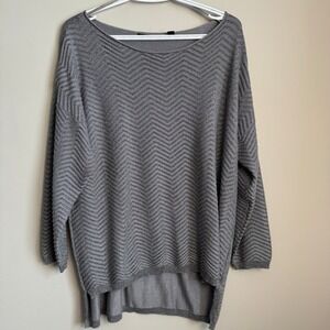 Cyrus Silver Metallic Chevron Knit High‎ Low Sweater Tunic Womens Plus Size 1X